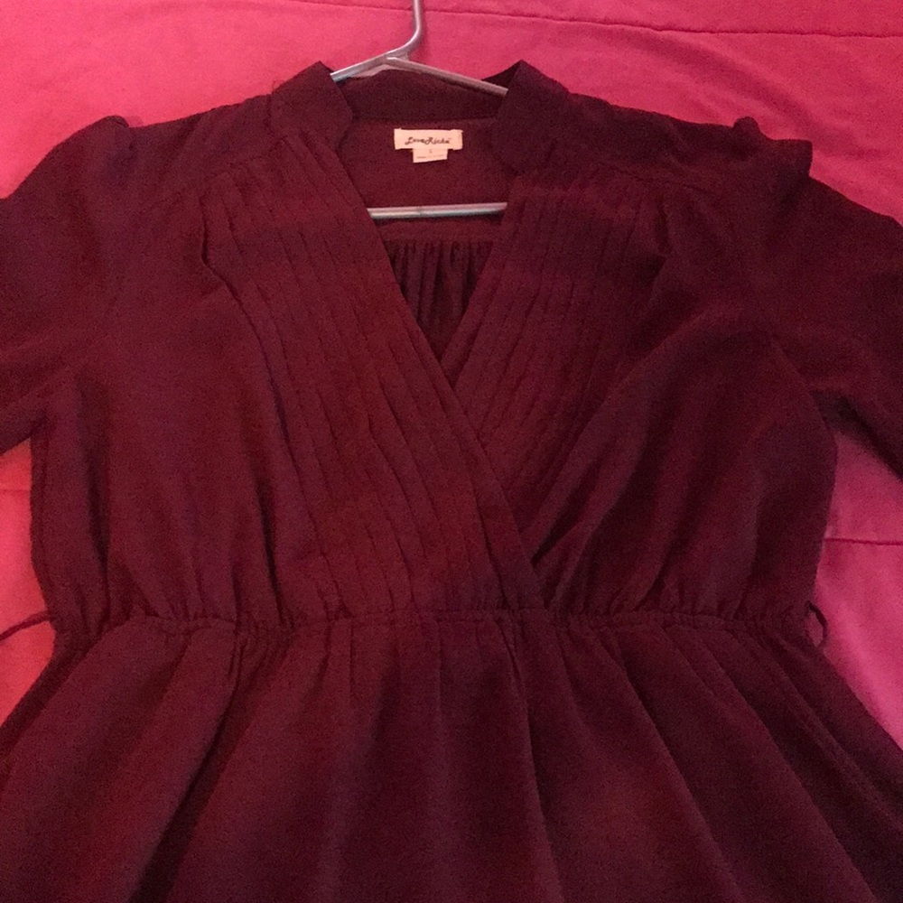 Chiffon Burgundy Dress, WORN ONCE, SIZE L